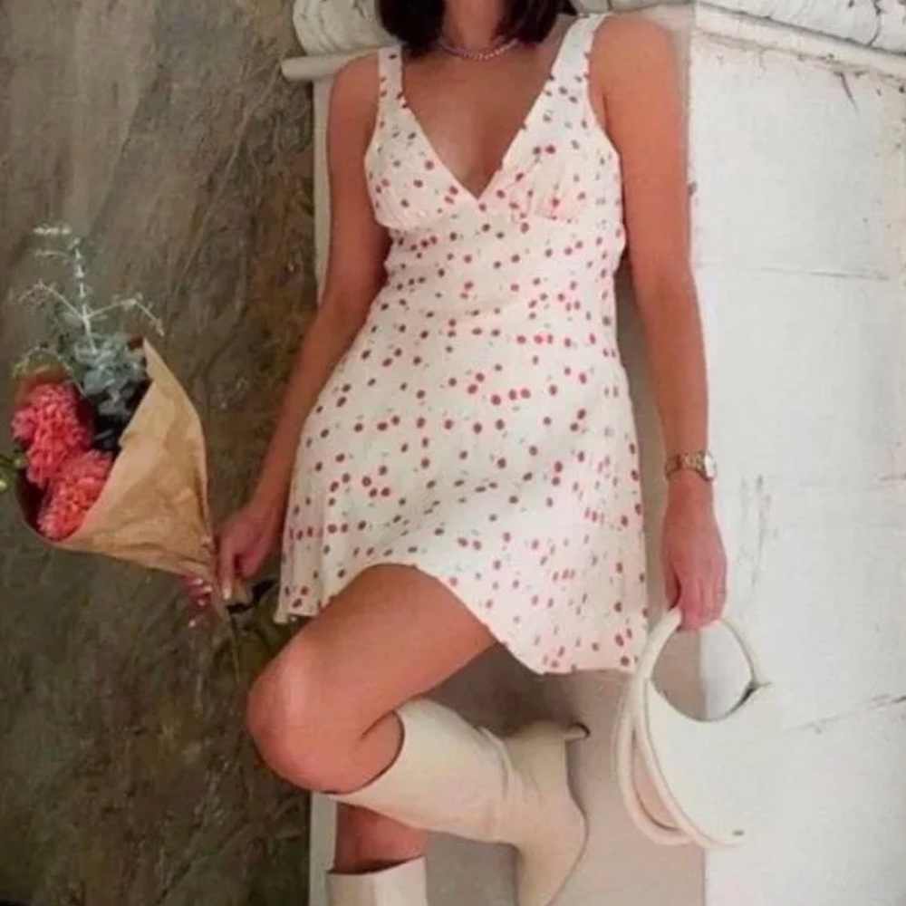 SOLD! Zara Cream Mini Dress strawberry Print